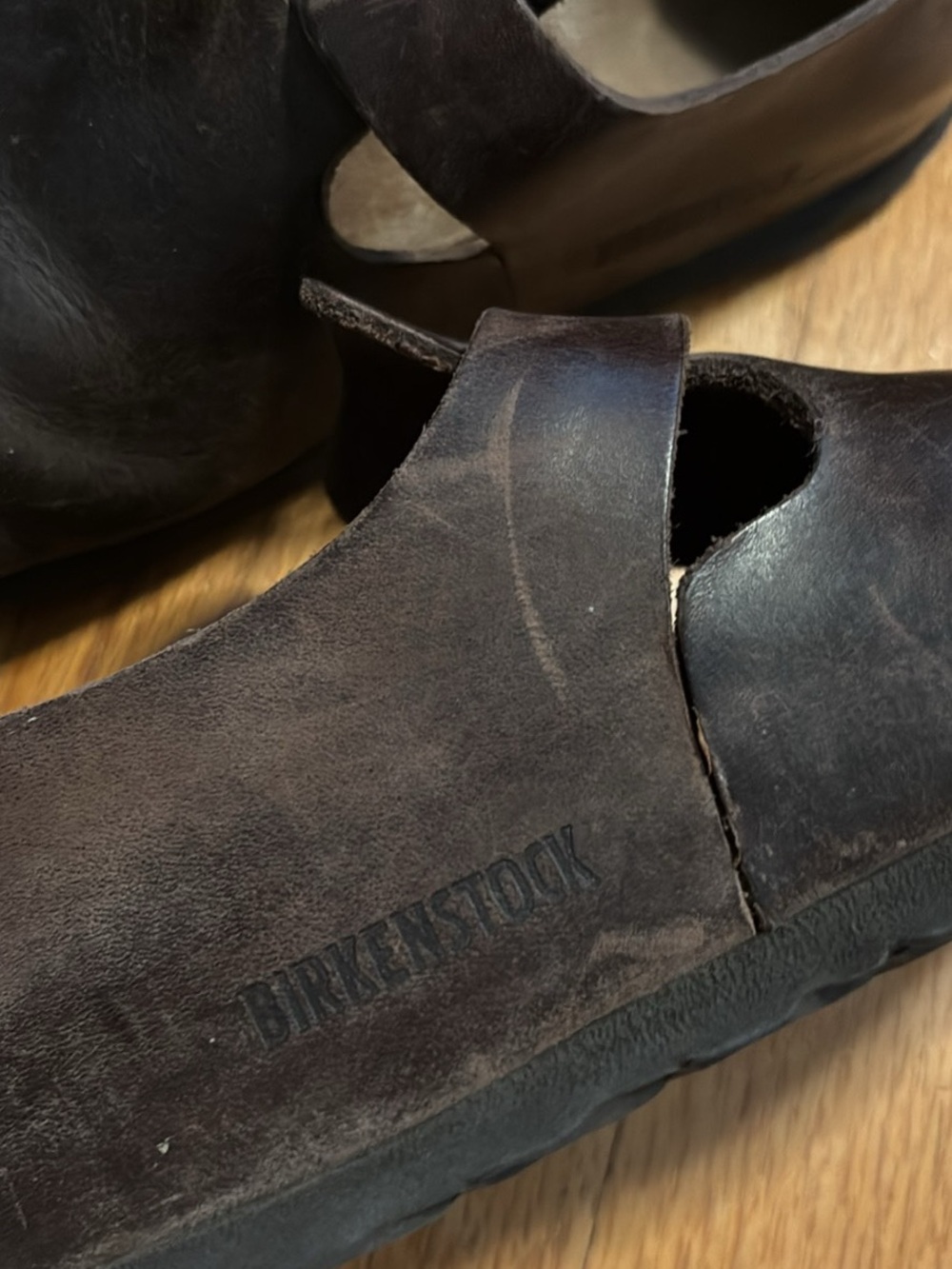 Birkenstock Brown Leather Slip-On Clog with Buckle - Picture 4 of 5